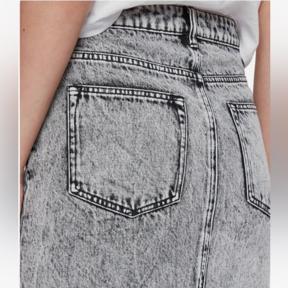 AllSaints Nara Pencil Skirt Denim Jean Black Acid Wash Vintage Inspired XS 0 2 4 - Picture 10 of 11